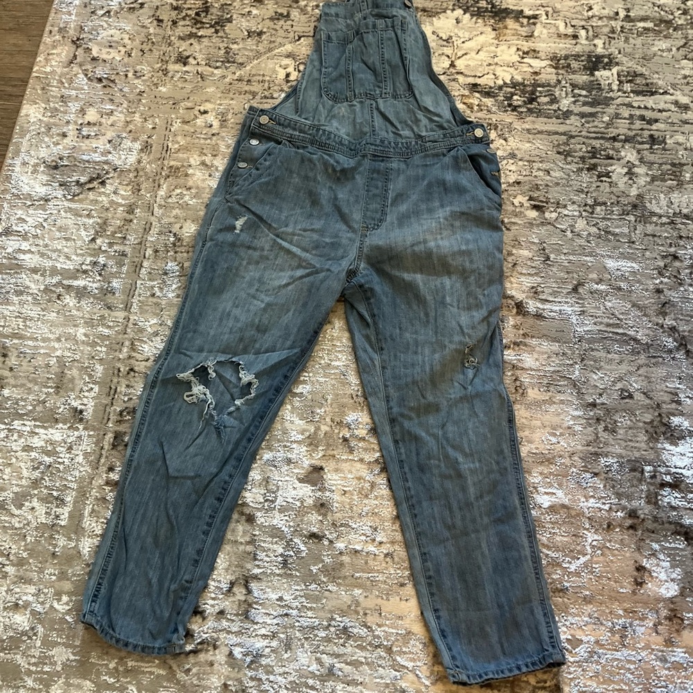 GAP Blue Denim Overalls Distressed Vintage Look